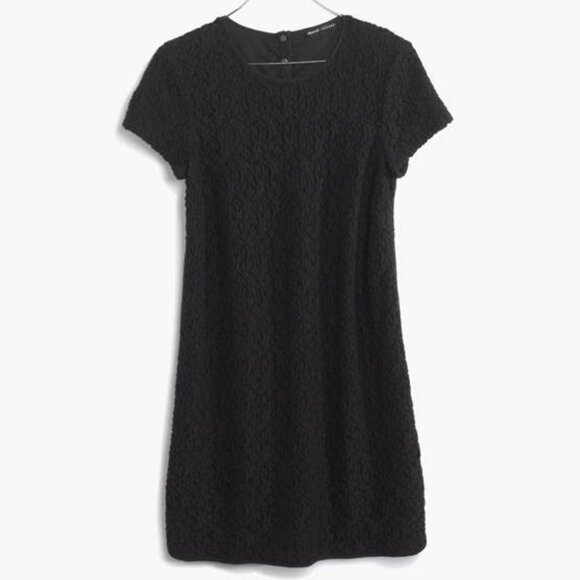 Sezane Madewell Lace Shift Dress Black Size 0 Textured French Minimalist Capsule - Picture 10 of 14